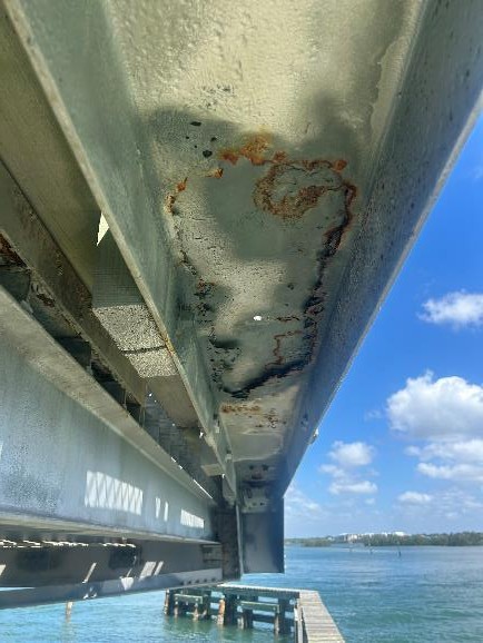 alt="Active corrosion on structural components of Blackburn Point Bridge image 3"