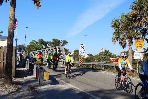 Bicyclist crossing the bridge